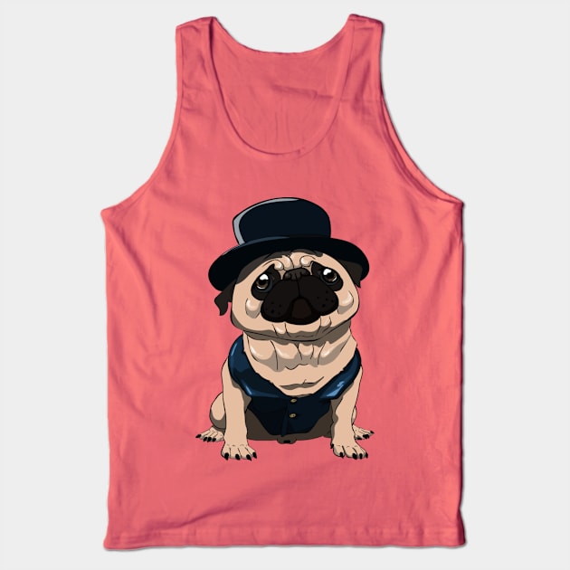 Fancy Top Hat Pug Tank Top by BrownSugarS